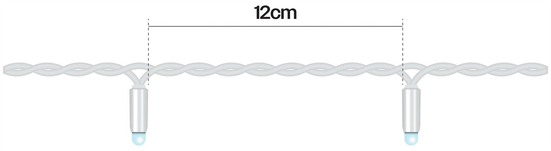 10m Easy-Connect Cool White 80 LED String Lights With Interconnectable White Rubber Cable