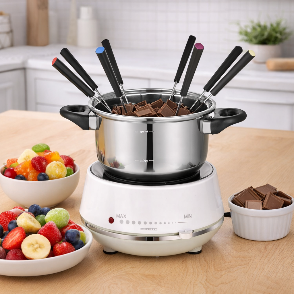 MELISSA 2L Electric Fondue Set with 8 Forks and Adjustable Temperature