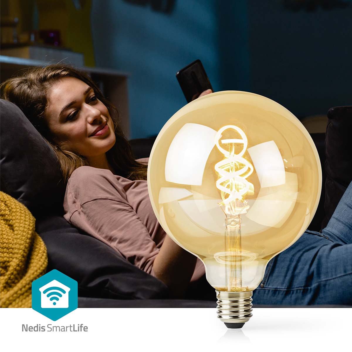 Nedis SmartLife LED Filament Bulb | E27 | 360 lm | 4.9 W | Warm to Cool White | 1800 - 6500 K | Glass | Android™ / IOS | Globe | 1 pcs
