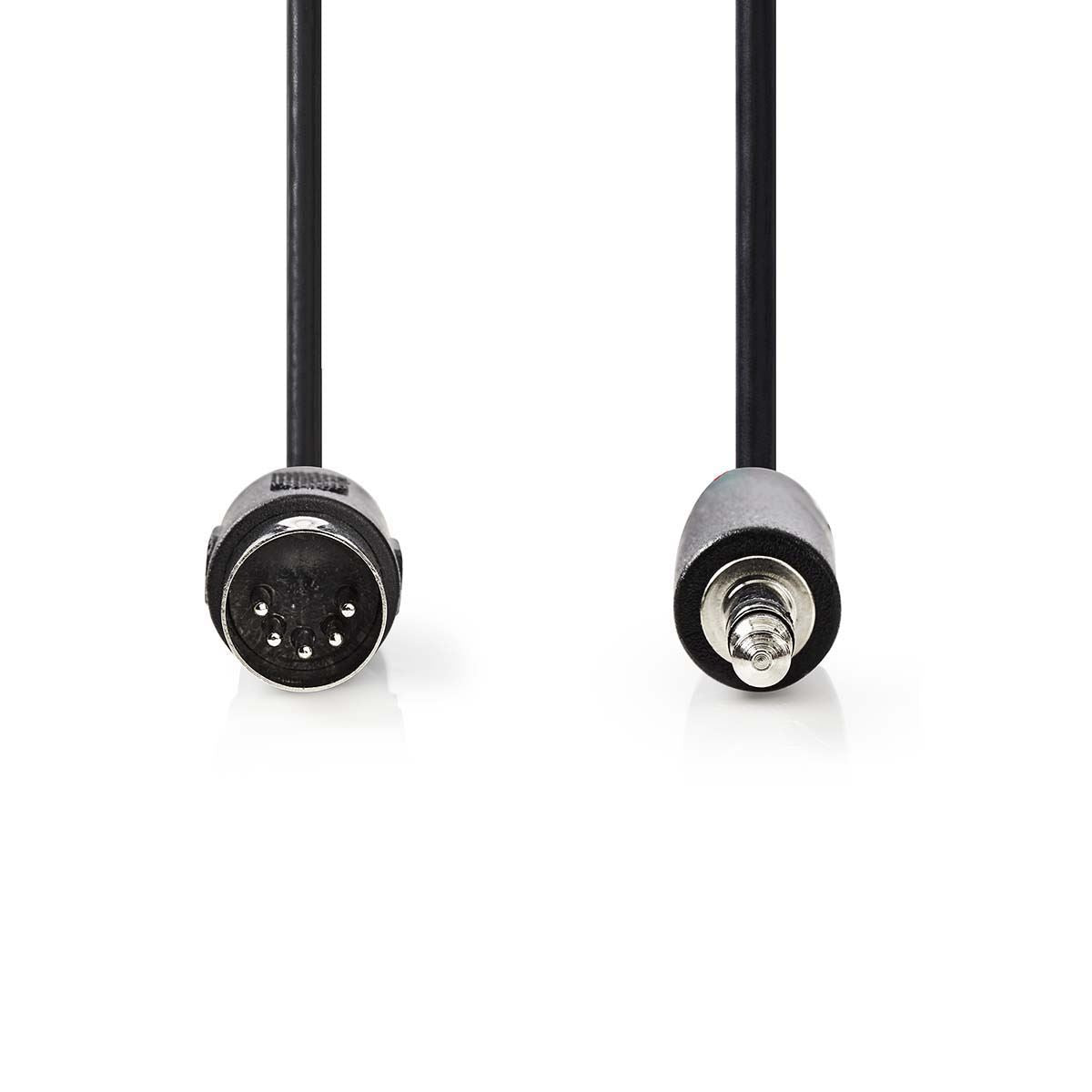 Nedis DIN Audio Cable | DIN 5-Pin Male | 3.5 mm Male | Nickel Plated | 2.00 m | Round | PVC | Black | Label