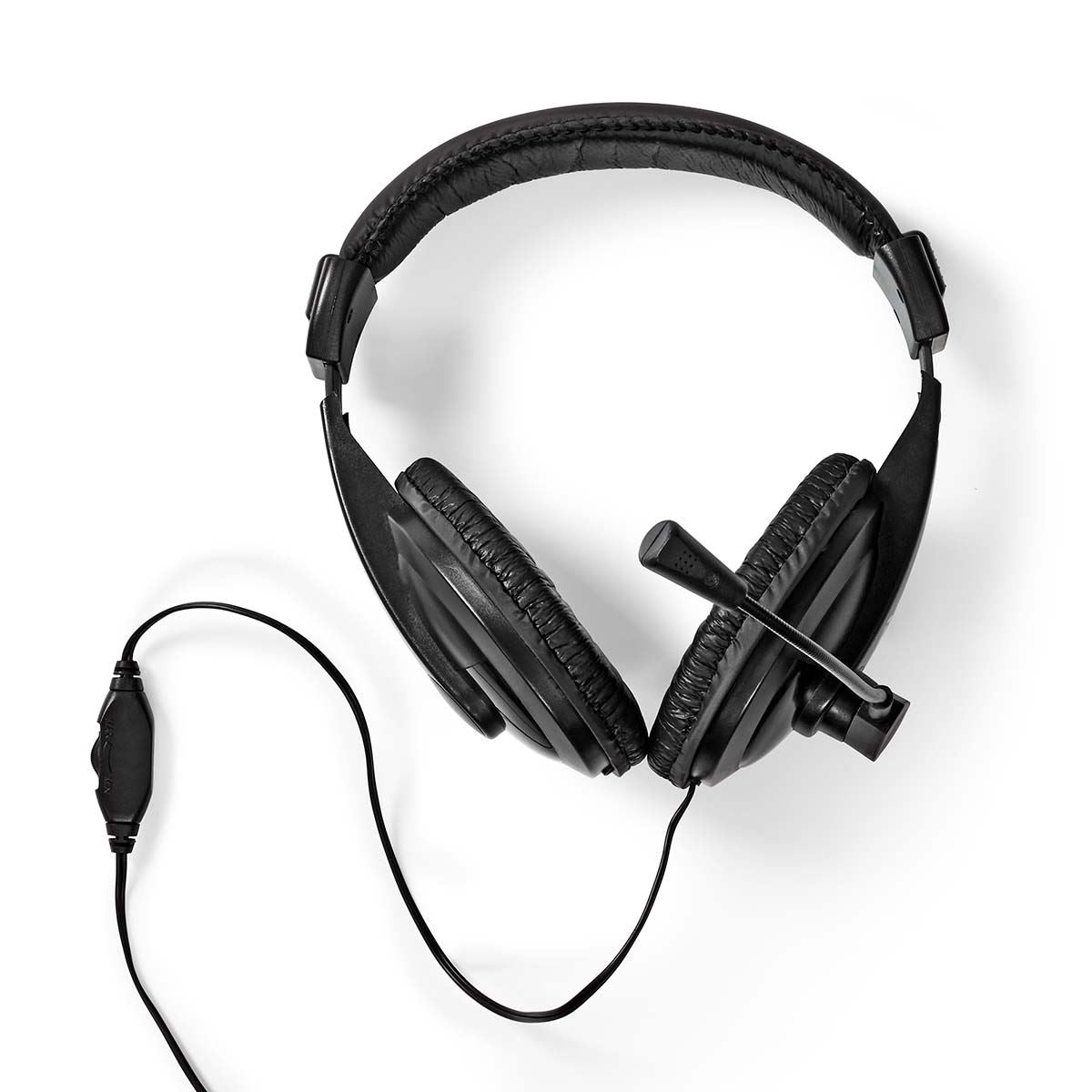 Nedis PC Headset | Over-Ear | Stereo | 1x 3.5 mm / 2x 3.5 mm | Fold-Away Microphone | Black