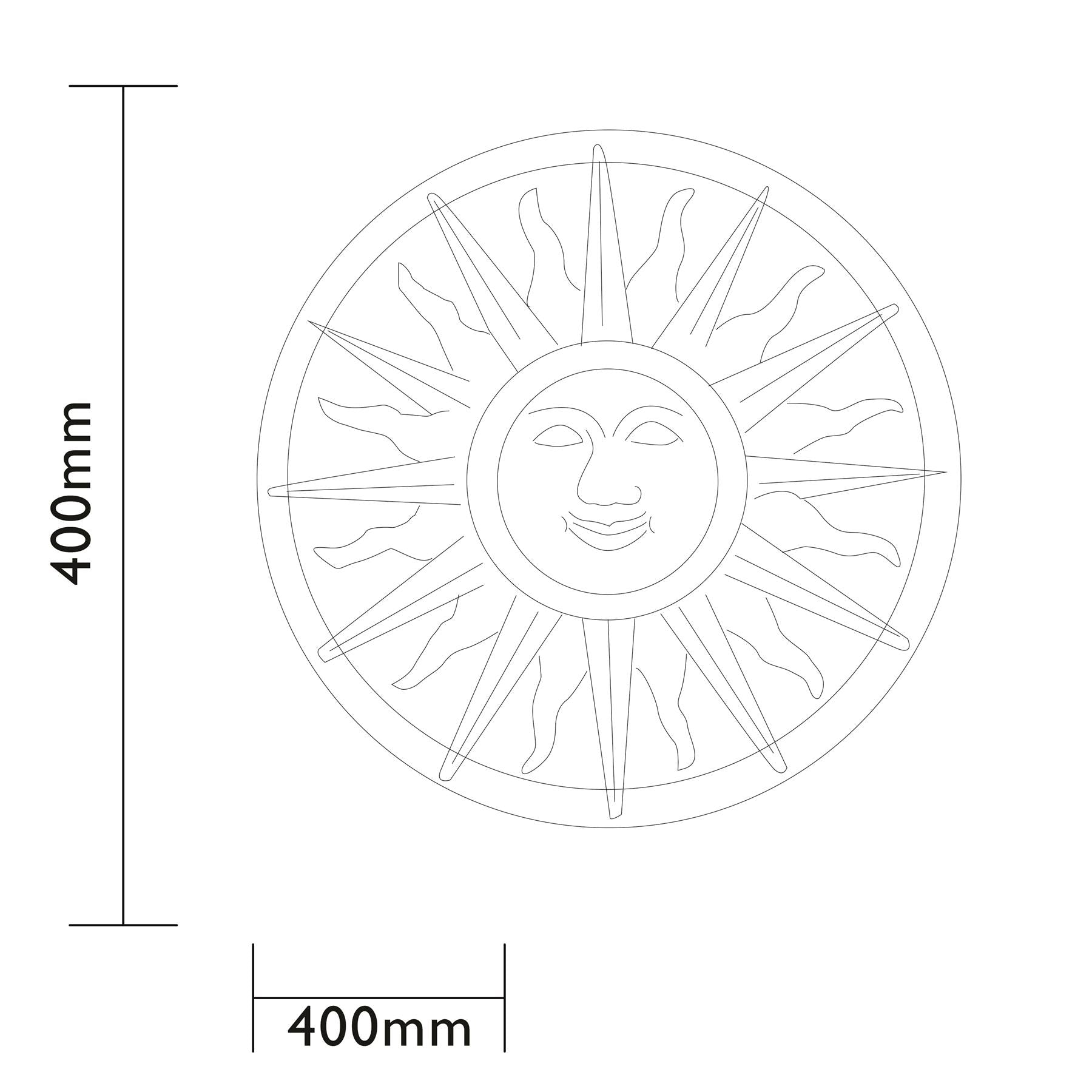 Solar LED Wall Light Smiling Sun Ornament Brushed Silver