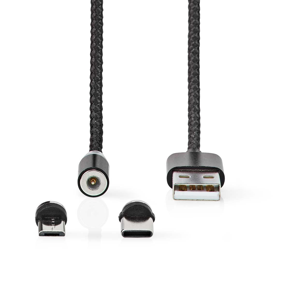 Nedis USB Cable | USB 2.0 | USB-A Male | USB Micro-B Male / USB-C™ Male | 10 W | No Data Transfer | Nickel Plated | 2.00 m | Round | Nylon | Black | Box