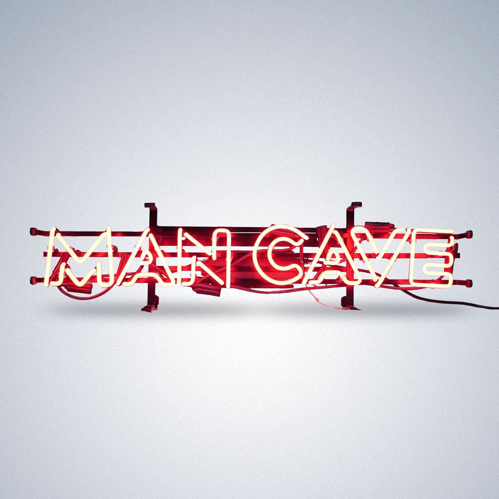 The Man Cave Project "MAN CAVE" Neon Sign, Wall Mounted or Freestanding Decorative Ambient Light, UK Mains Powered - Red