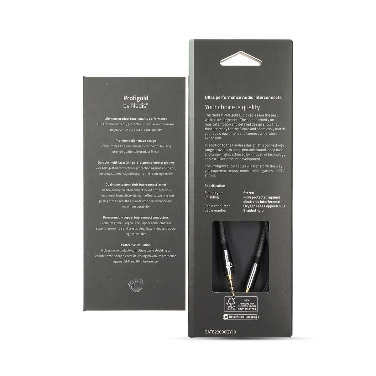 Nedis Stereo Audio Cable | 3.5 mm Male | 3.5 mm Male | Gold Plated | 1.00 m | Round | Anthracite / Gun Metal Grey | Cover Window Box