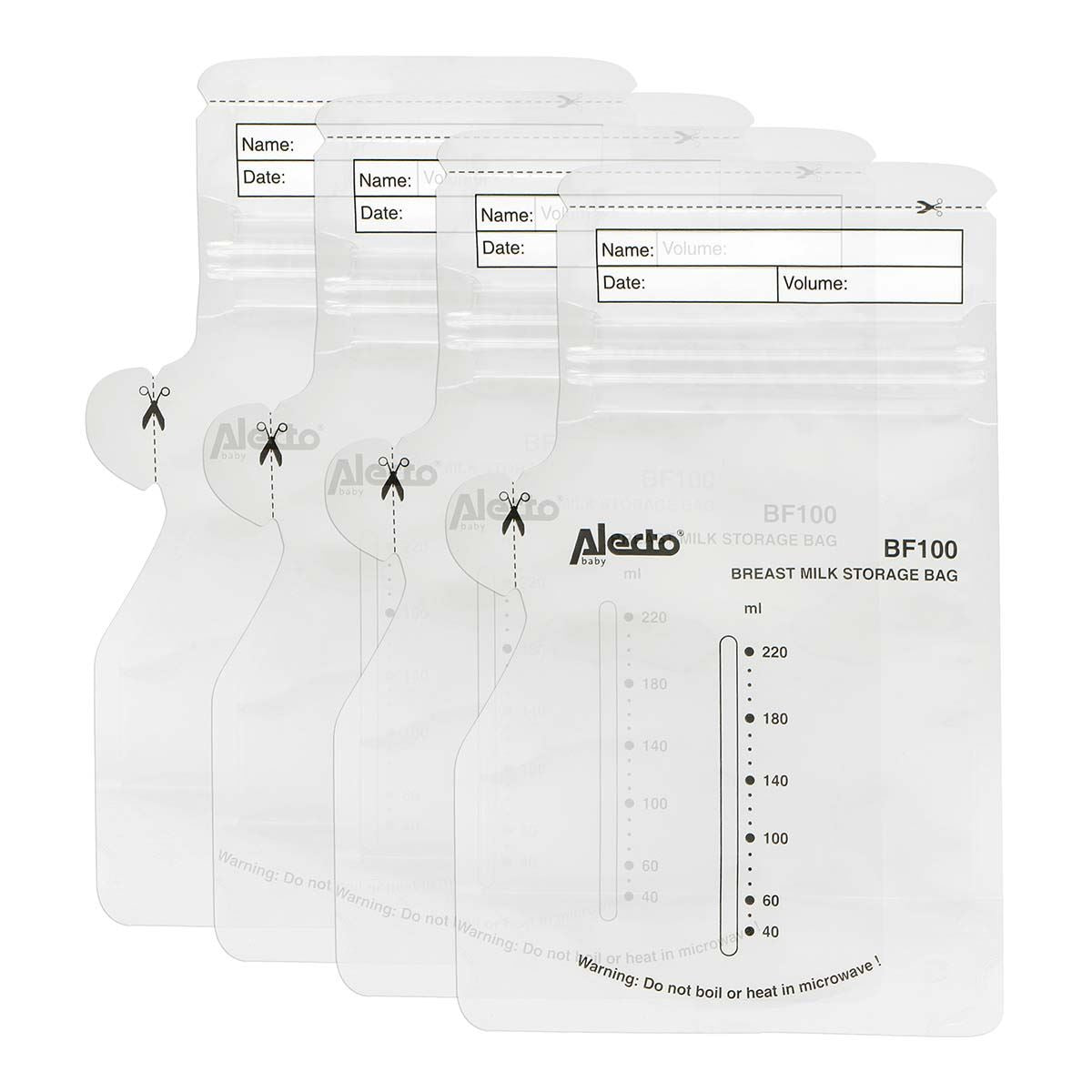 Alecto Breast Milk Storage Bag, 250ml No Leak Milk Storage Bags, Store Flat or Standing, Pre-sterilised, BPA Free Breastmilk Storage Bag with Pour Spout for Freezer