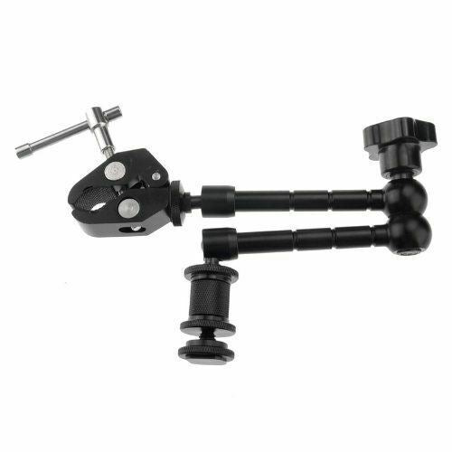 Ex-Pro 11" Magic Friction Articulating Arm with Hot Shoe Mount & Camera Mount for DSLR Camera with Ex-Pro Super Clamp - Black