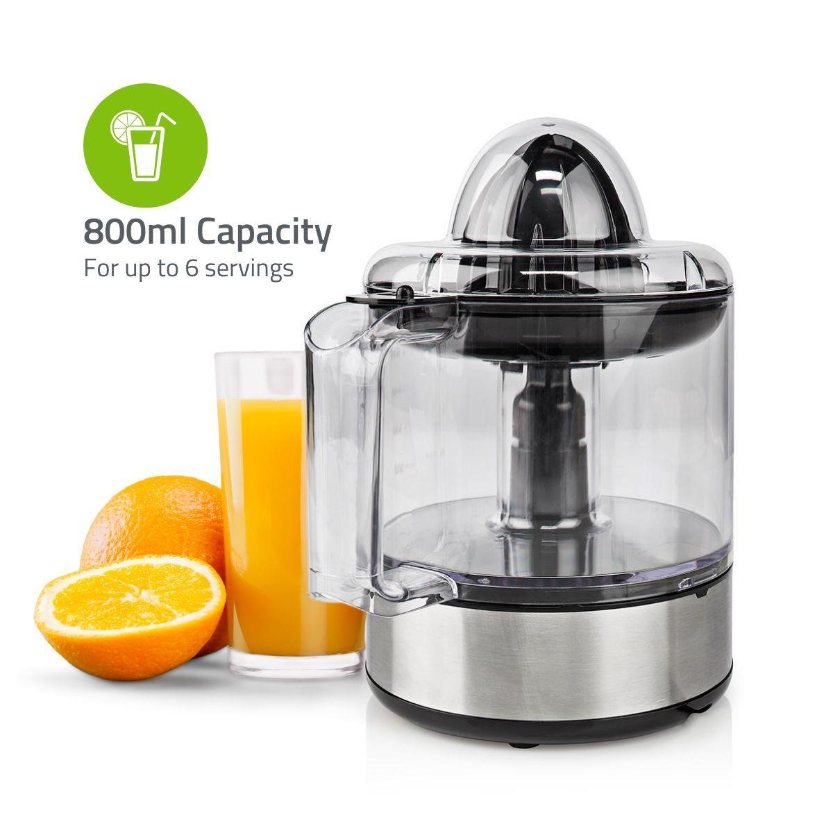 Gastronoma 800ml Electric Citrus Press Juicer with Adjustable Pulp Filter, 2x Cones and Easy Pour Spout - Black/Silver