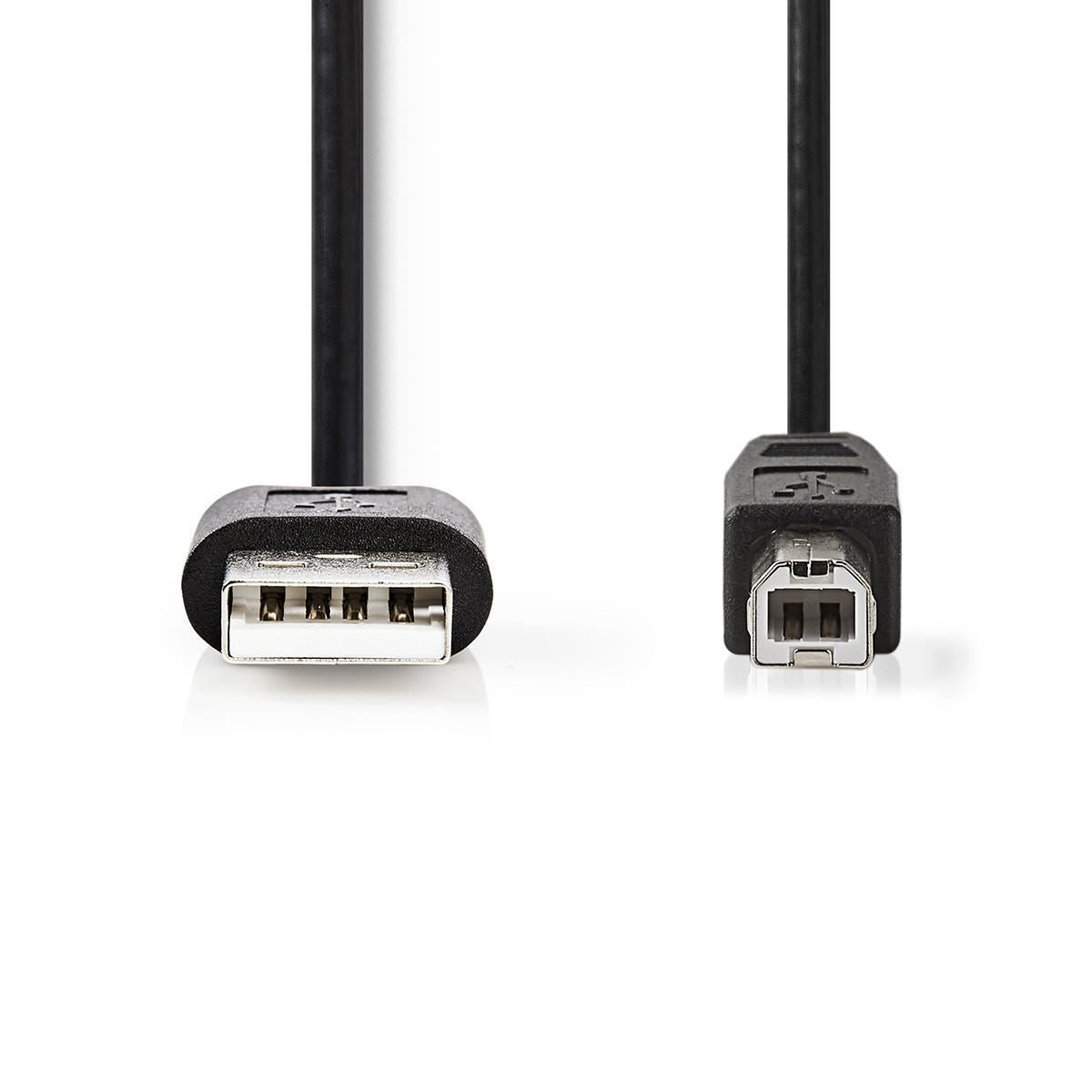 Nedis USB Cable | USB 2.0 | USB-A Male | USB-B Male | 4.5 W | 480 Mbps | Nickel Plated | 3.00 m | Round | PVC | Black