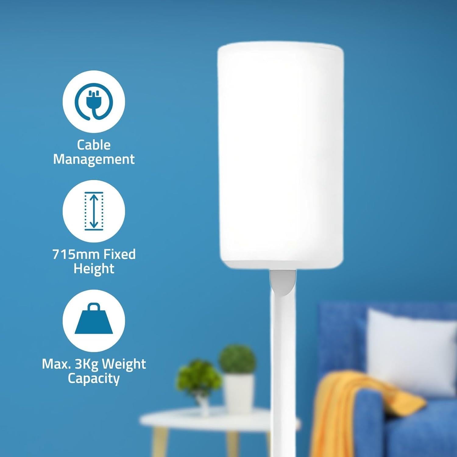 Nedis Speaker Stand Mount for Sonos Era 100, Fixed Height, Max. Capacity 3kg (Single Stand) - White