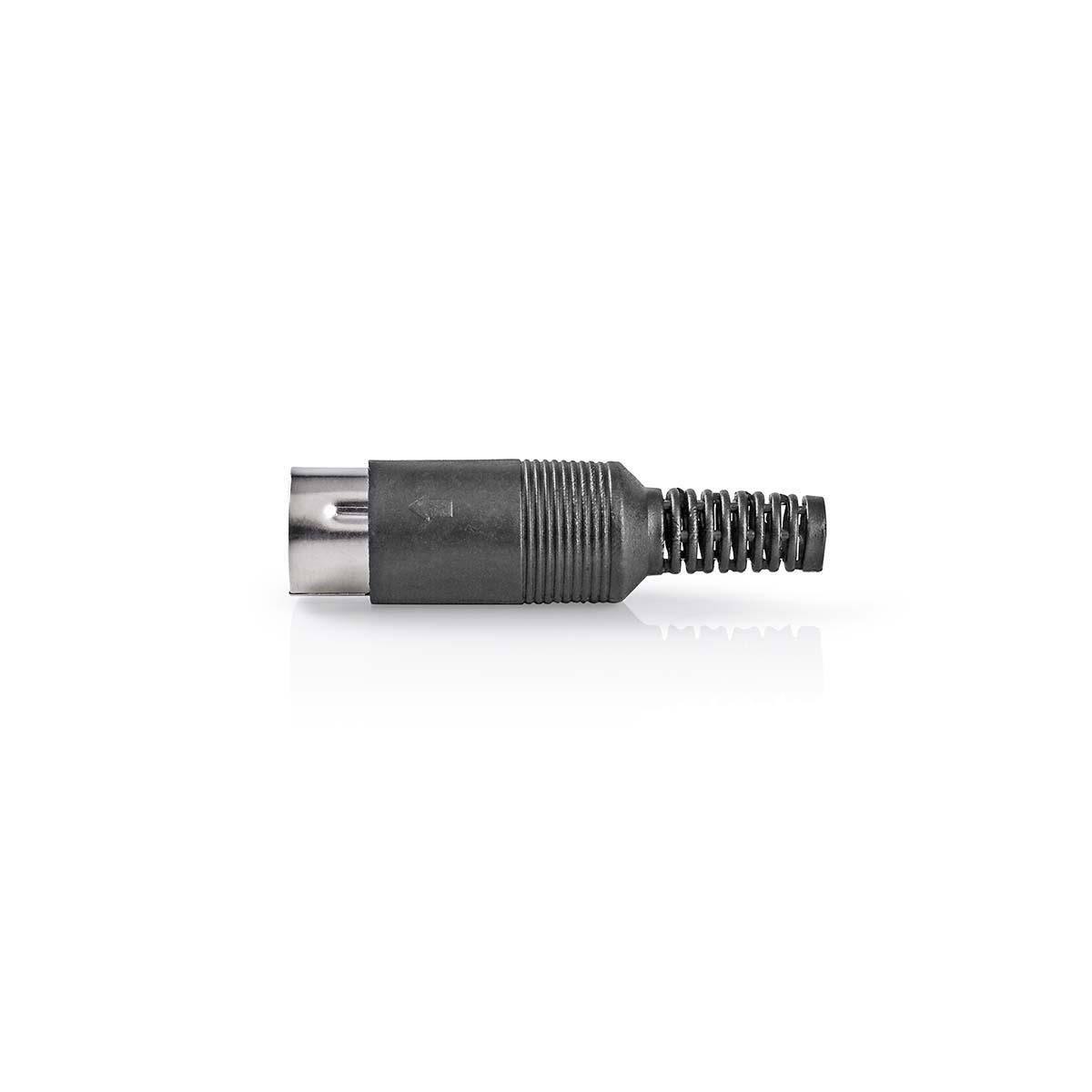 Nedis DIN Connector | Straight | Male | Nickel Plated | Twist-on | Cable input diameter: 6.0 mm | PVC | Black | 25 pcs | Polybag