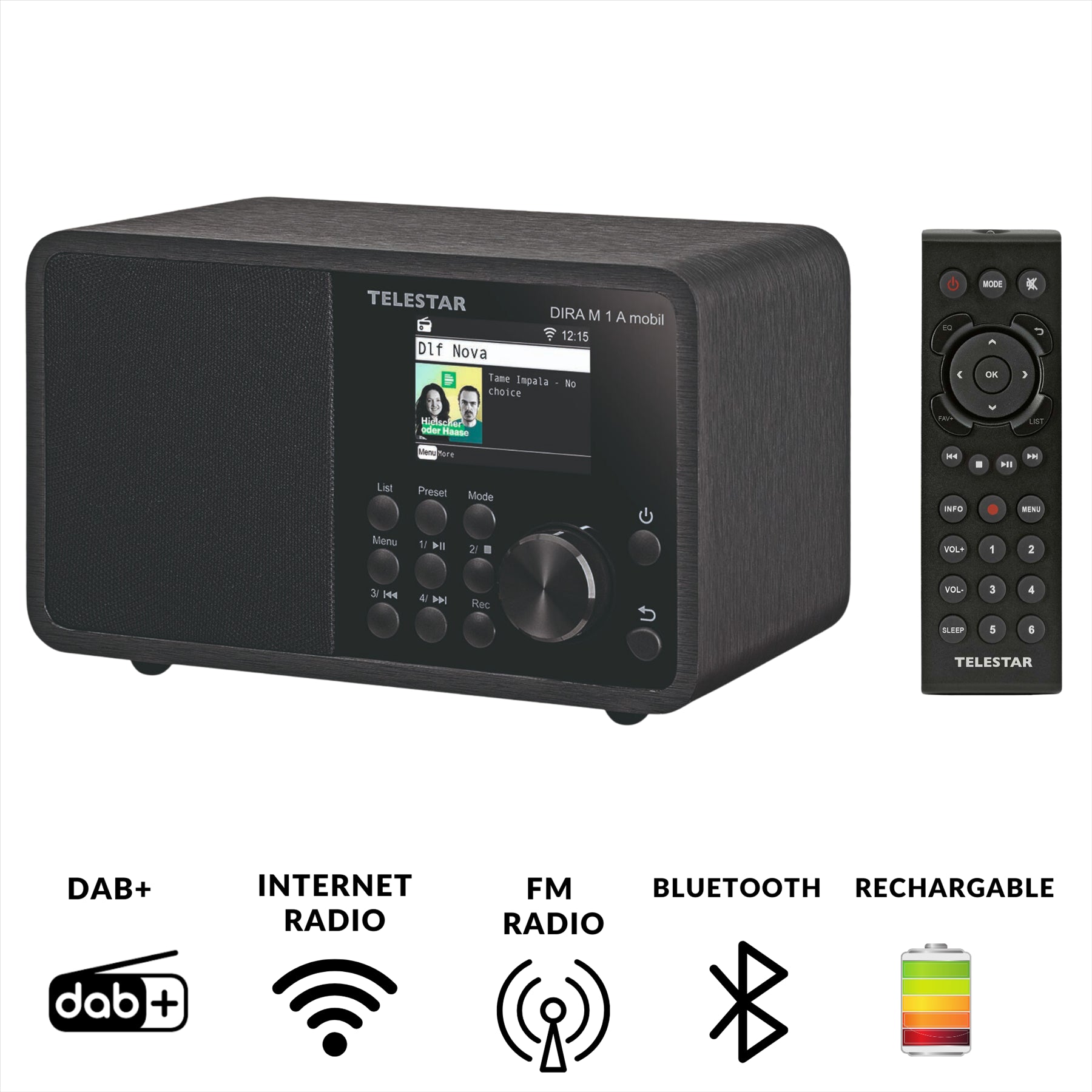 Telestar DIRA M 1 A Mobile EWF Battery-operated Mono Multifunction Radio DAB+ / FM / Internet / Bluetooth Black