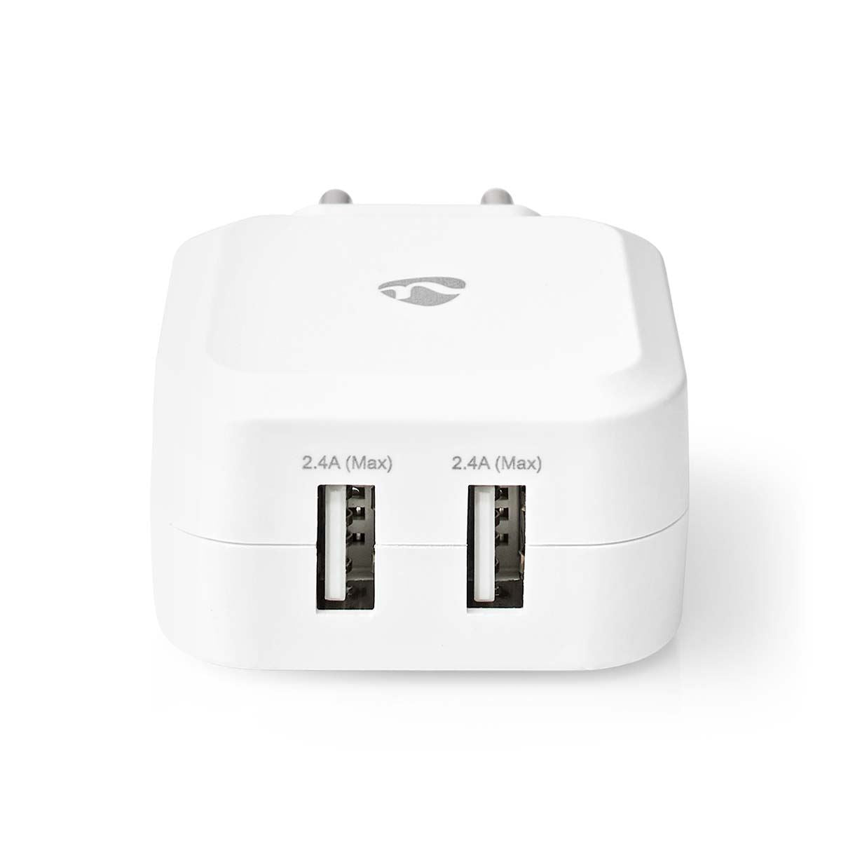 Nedis EU Euro Travel Wall Charger | 24 W | Quick charge feature | 2x 2.4 A | Number of outputs: 2 | 2x USB-A | No Cable Included | Single Voltage Output | White