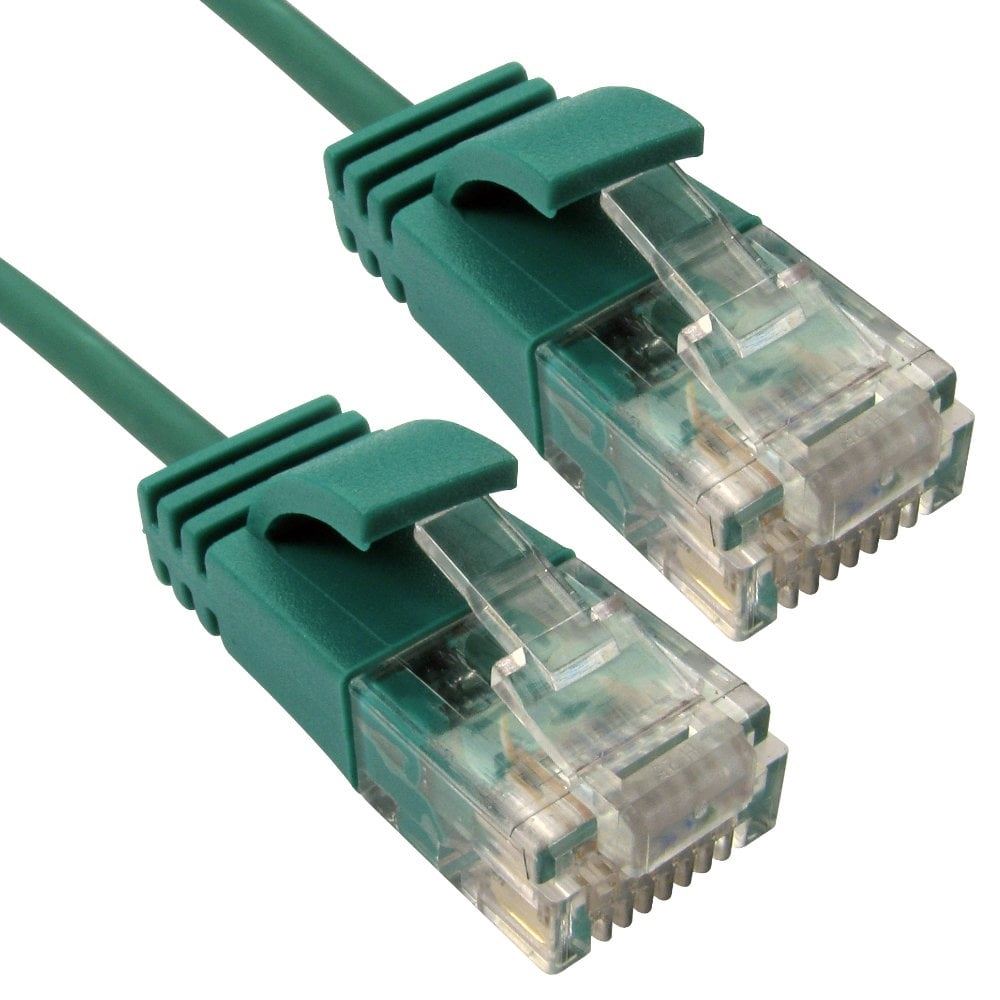 Ex-Pro 50cm (0.50m) Cat6 Silm 32AWG Patch Cables for 1U Patching - Green