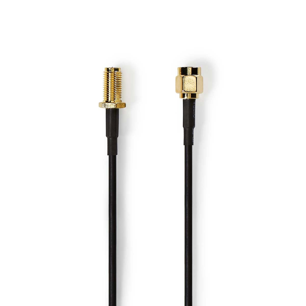 Nedis SMA Cable | RP SMA Male | RP SMA Female | Gold Plated | 50 Ohm | Single Shielded | 2.00 m | Round | PVC | Black | Label