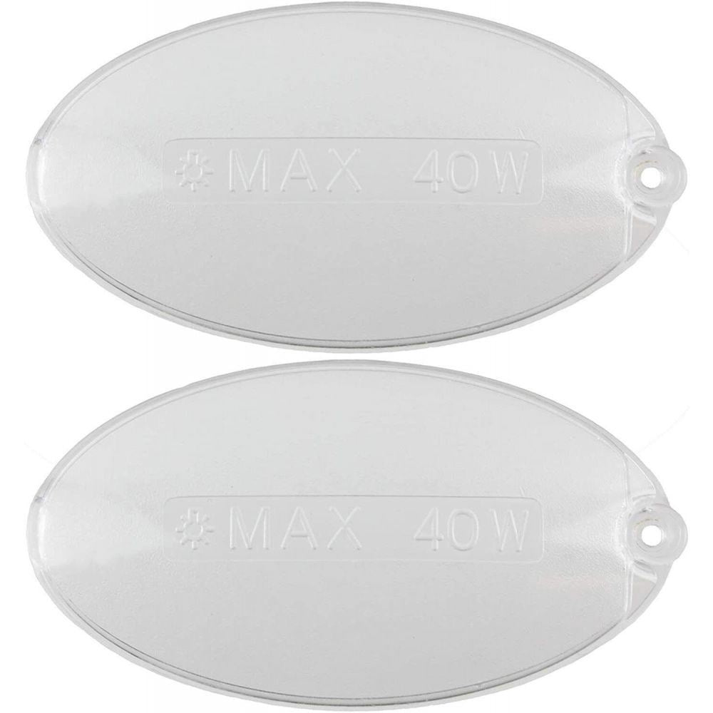 2x Universal Oval Cooker Hood Bulb Light Diffuser Panel 100x52mm, Compatible with Electrolux, Whirlpool, Smeg