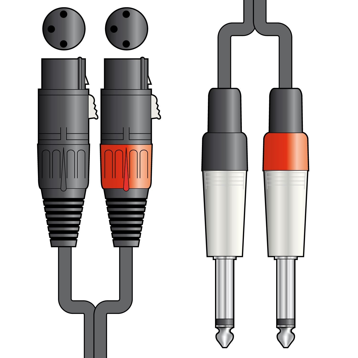 Citronic 1.5m Classic 2 x Female XLR to 2 x 6.35mm 1/4" Mono Jack Twin Lead / Audio Patch Cable