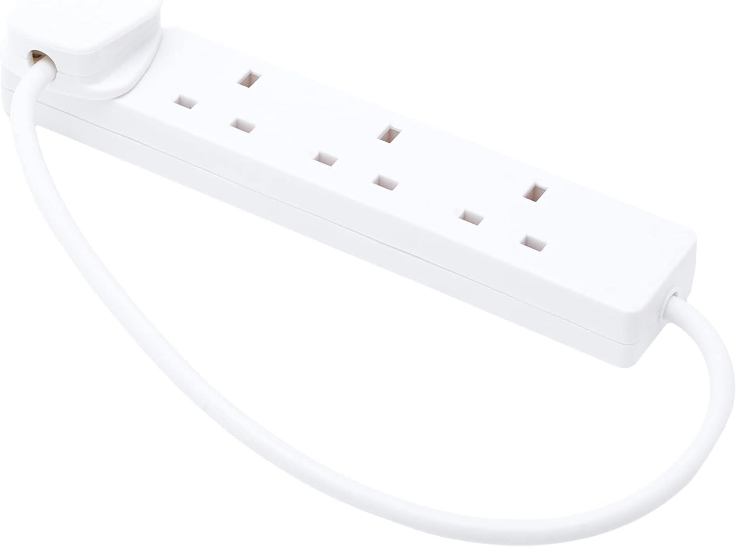 4 Gang 0.5m Mains Extension Lead Socket 13A - White