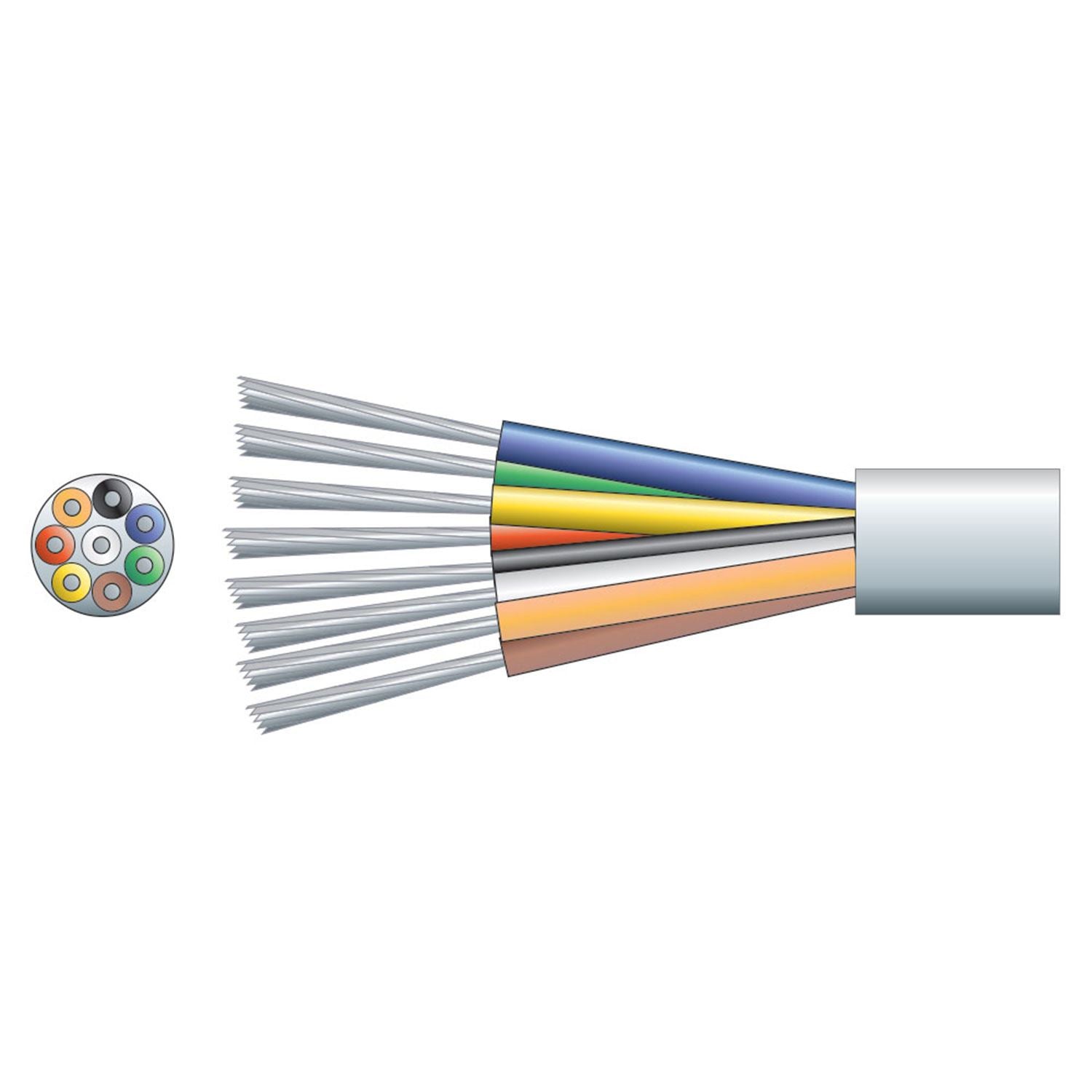 Mercury 100m 8 Core Alarm Cable in White PVC Intruder Burglar Security Signal Alarm Wire