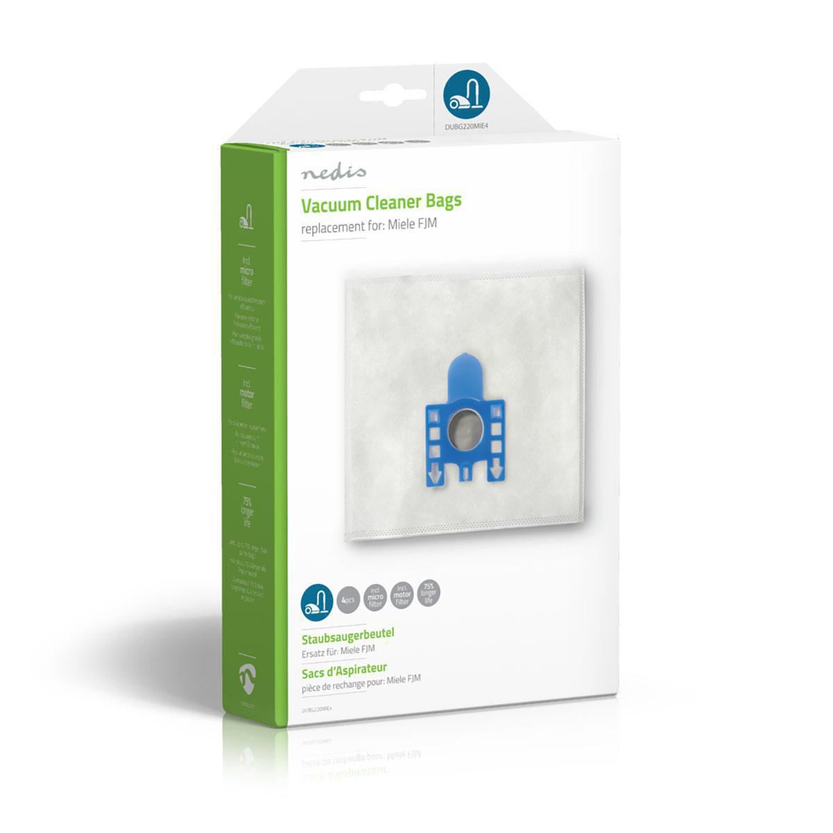 Nedis Vacuum Cleaner Bag | 4 pcs | Synthetic | Most sold for: Miele | White