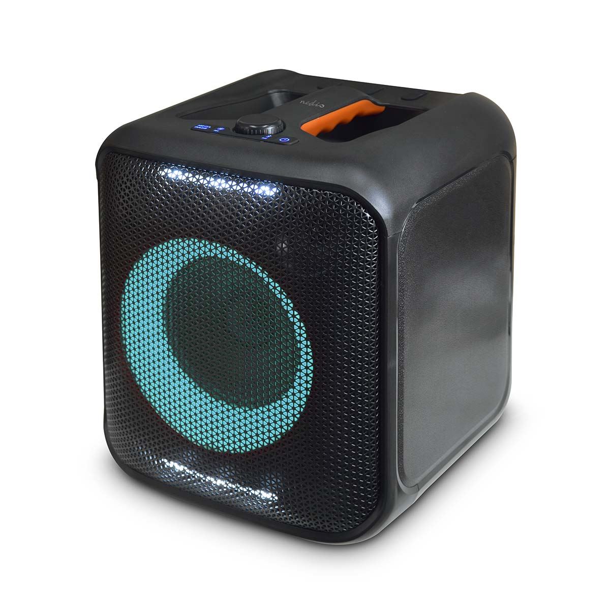 Nedis Portable Bluetooth Cube Party Speaker, 150W Peak Power, with Mega Bass, LED Lights, 5hr Playtime, TWS, AUX/USB / 6.35mm Mic Input