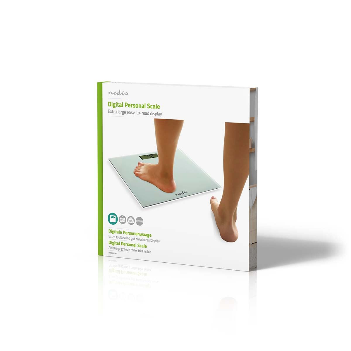 Nedis Personal Digital Weighing Scales, Tempered Glass | Max Weight 150 kg | White