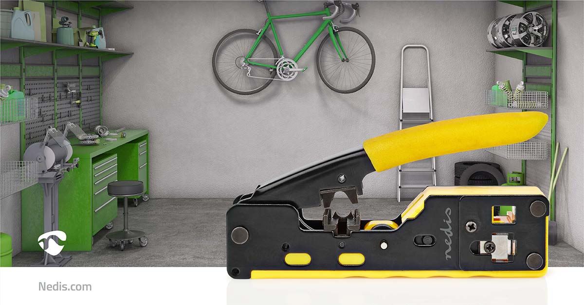 Nedis Crimp pliers | CAT5 / CAT5e / CAT6 / CAT6a / CAT7 / RJ12 / RJ45 | Cutting / Plier / Stripping | Rubber / Steel | Black / Yellow