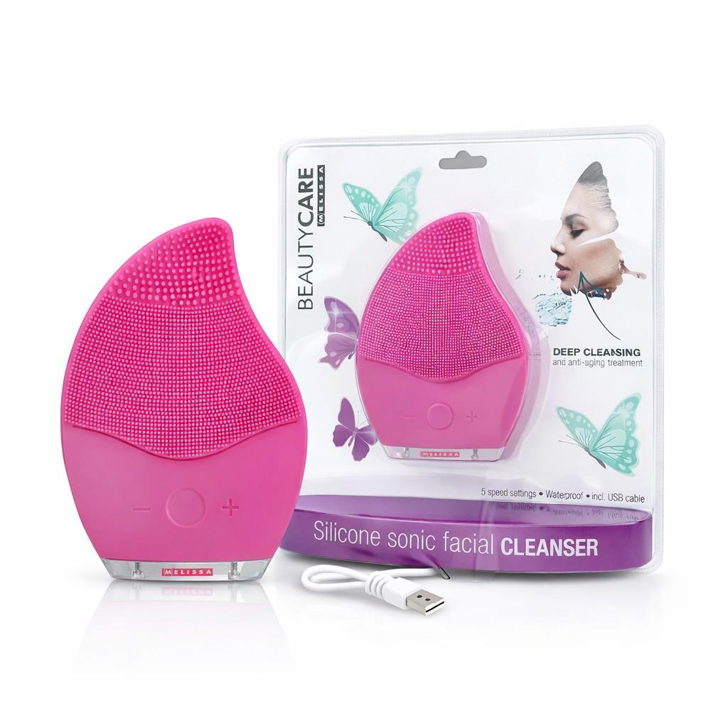 MELISSA Ultrasonic Silicone Facial Cleansing Brush for Sensitive Skin 5 Modes & IPX5 Waterproof, Electric Face Scrubber & Massager for Deep Pore Cleaning and Blackhead Removal