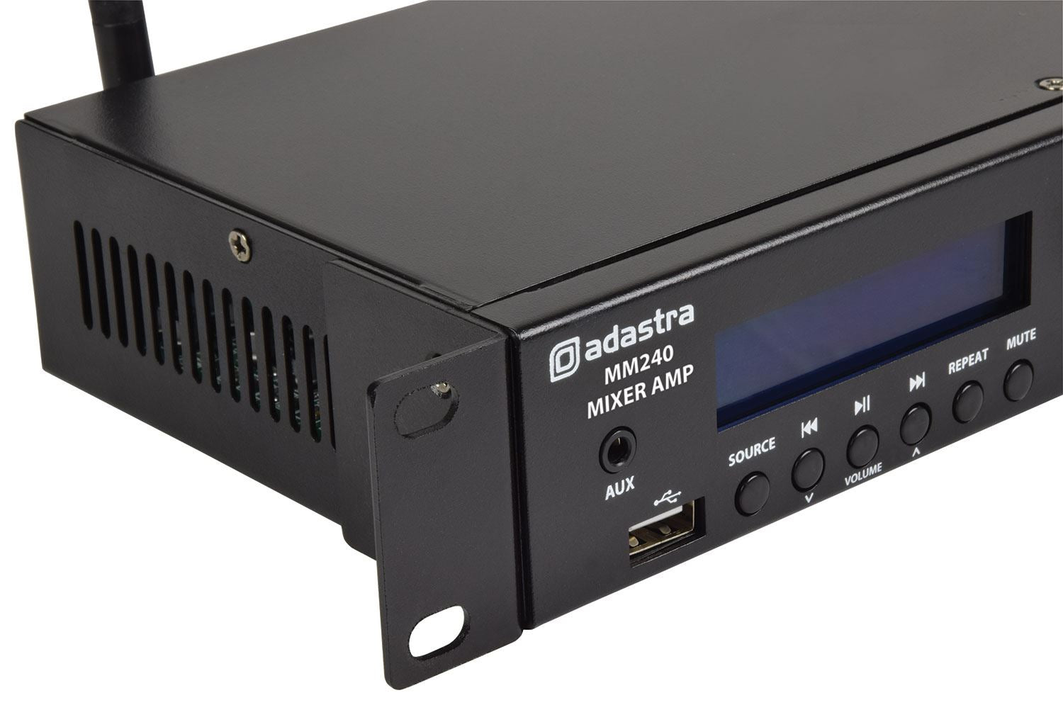 Adastra MM240 1U Rack Mount Mixer Amplifier 2 x 120W with USB, DAB+, FM & Bluetooth
