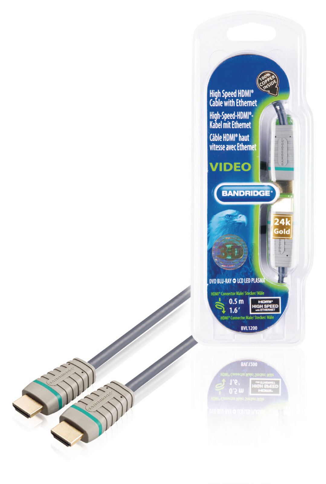 Bandridge 50cm 0.5m High Speed HDMI Cable with Ethernet