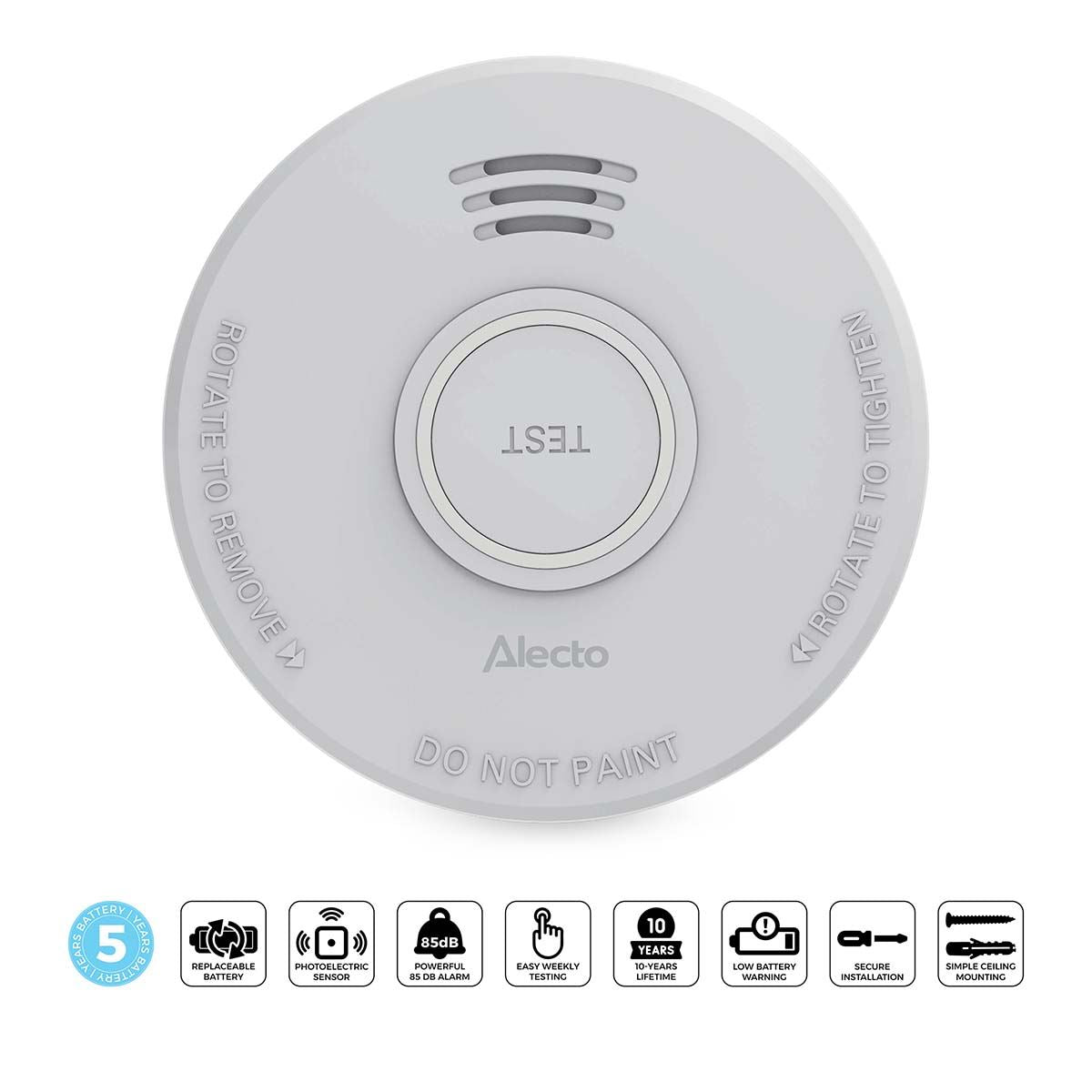 Alecto SD530 Smoke detector | >85 dB | Battery Powered | EN14604:2005/AC:2008 | White