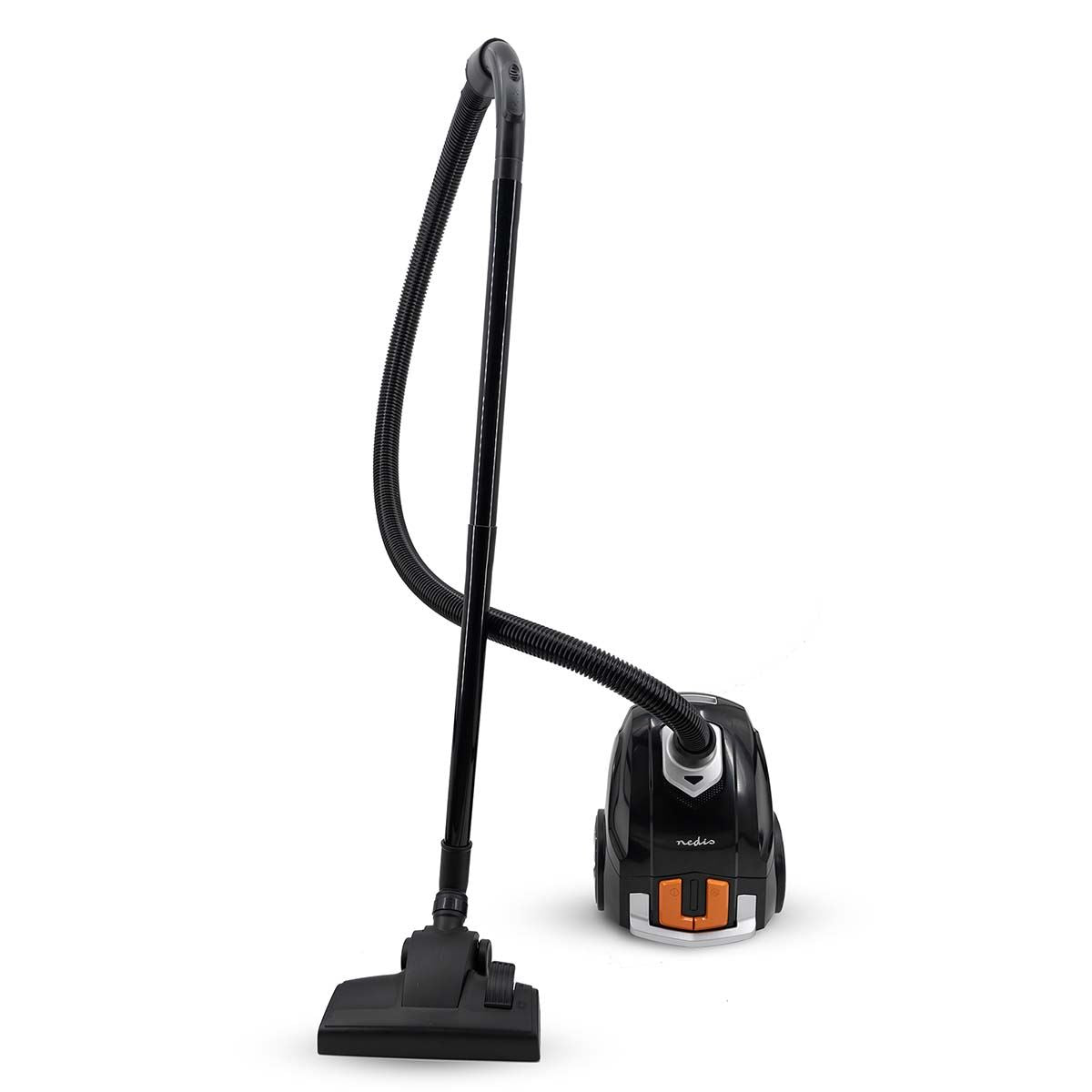 Nedis Vacuum Cleaner | With Bag | 700 W | Dust capacity: 2.0 l | Combi Brush | Action radius: 7.50 m | Hepa 12 | Black / Orange