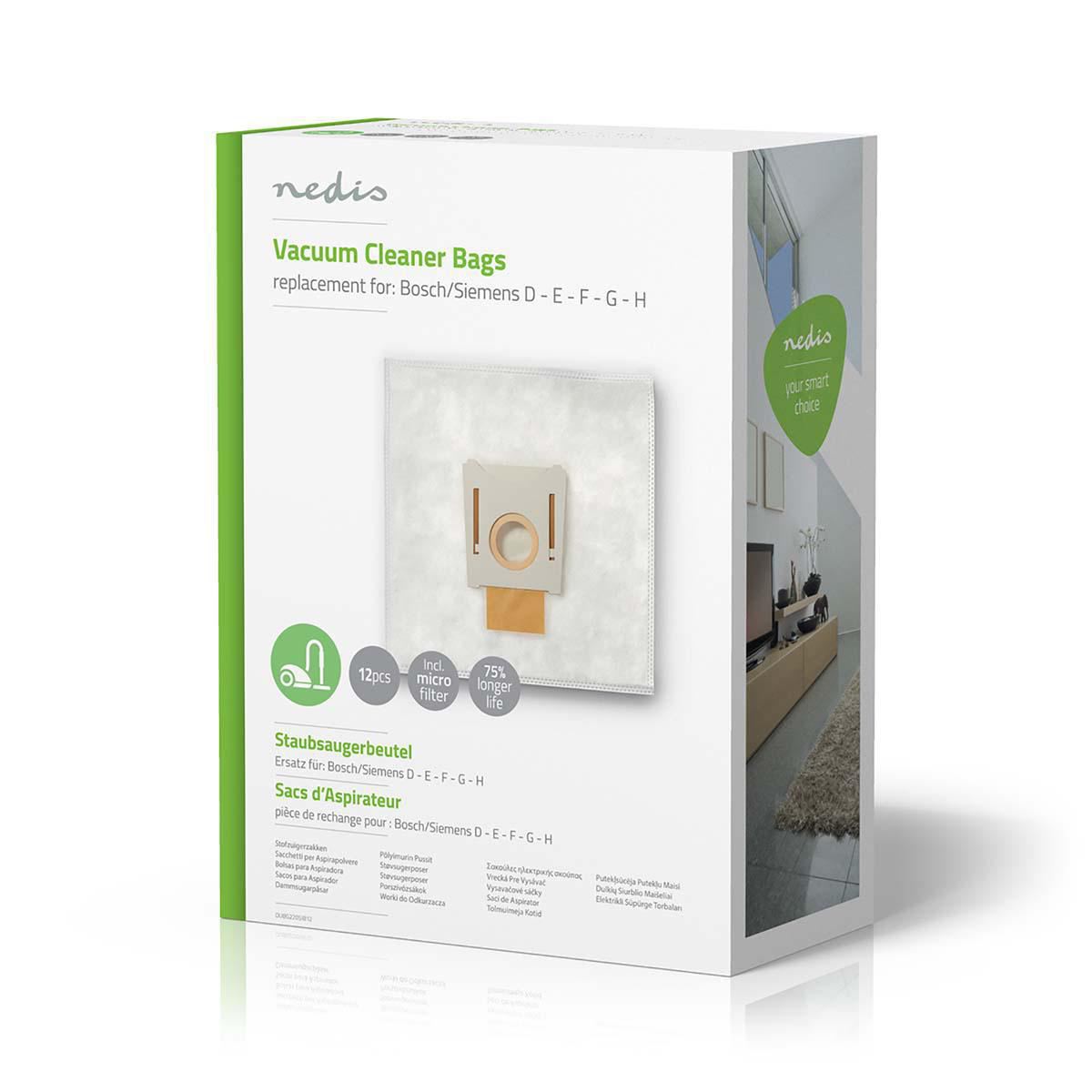 Nedis Vacuum Cleaner Bag | 12 pcs | Synthetic | Most sold for: Bosch / Siemens | White