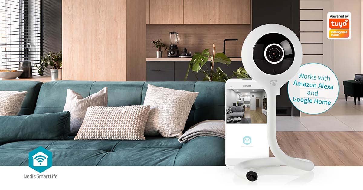 Nedis SmartLife Indoor Camera | Wi-Fi | Full HD 1080p | Cloud Storage (optional) / microSD (not included) | With motion sensor | Night vision | White
