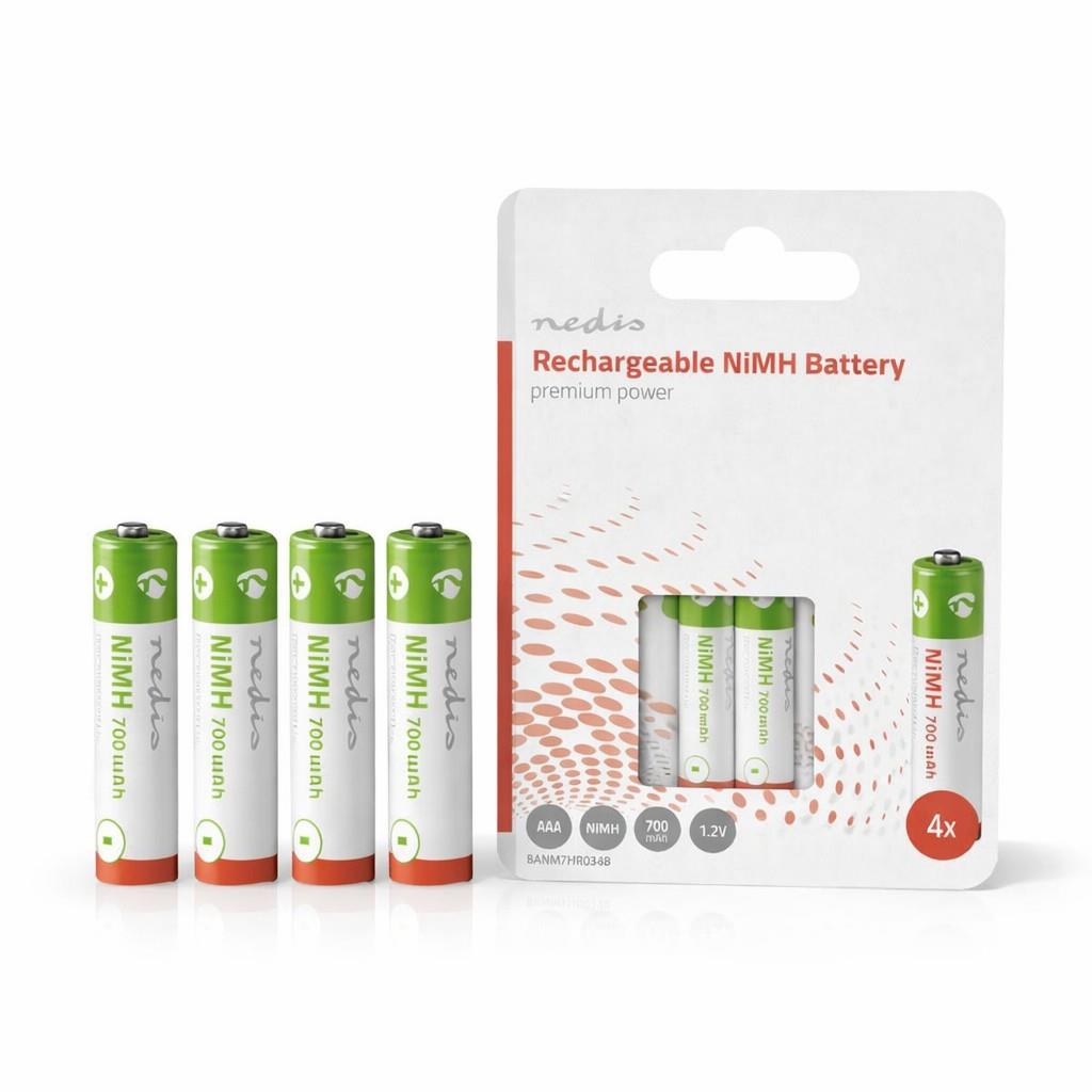 Nedis AAA Rechargeable NiMH Battery | 1.2 V DC | 700 mAh | Precharged | 4-Pack