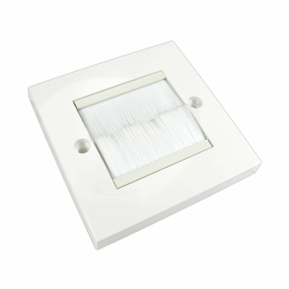 Ex-Pro 1 Gang Single Brushed Wall Plate Outlet Cable Entry Plate Tidy Mount Wallplate - White / White