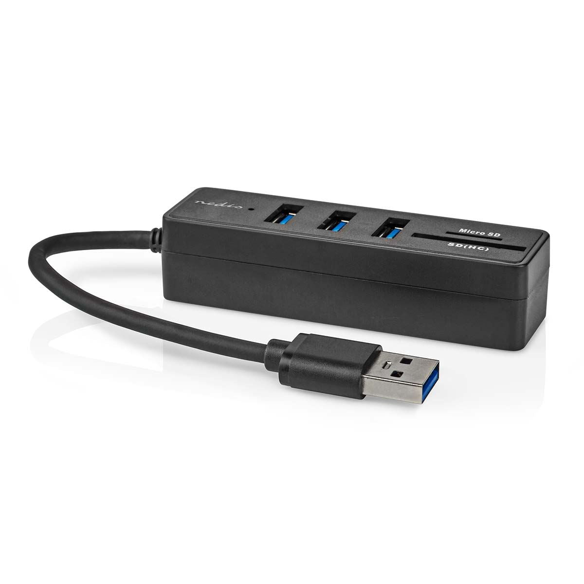 Nedis USB Hub | USB-A Male | 3x USB A Female | 5 port(s) | USB 3.2 Gen 1 | USB Powered | 5 Gbps | SD & MicroSD