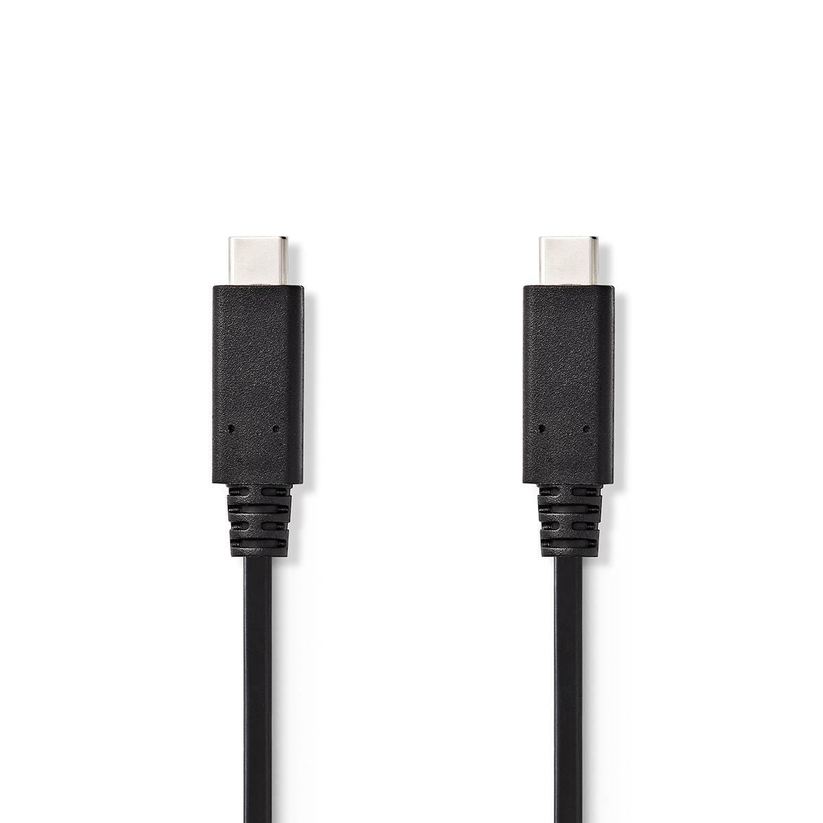 Nedis USB Cable | USB 3.2 Gen 2 | USB-C™ Male | USB-C™ Male | 15 W | 10 Gbps | Nickel Plated | 1.00 m | Round | PVC | Black | Tag