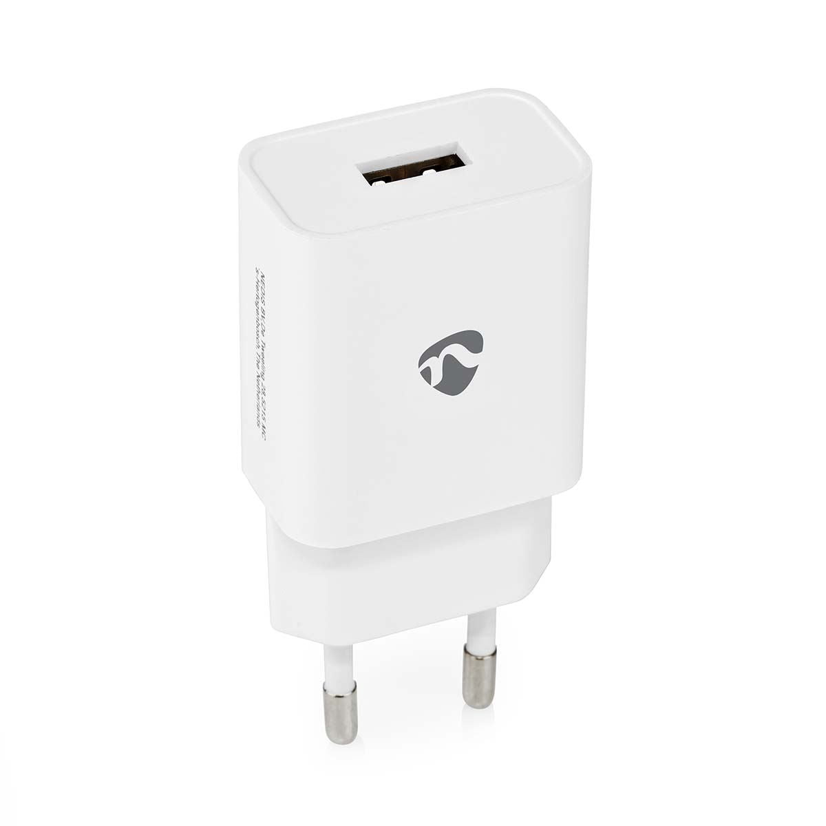 Nedis EU Euro Travel Wall Charger | 12 W | Quick charge feature | 1x 2.4 A | Number of outputs: 1 | USB-A | No Cable Included | Single Voltage Output | White