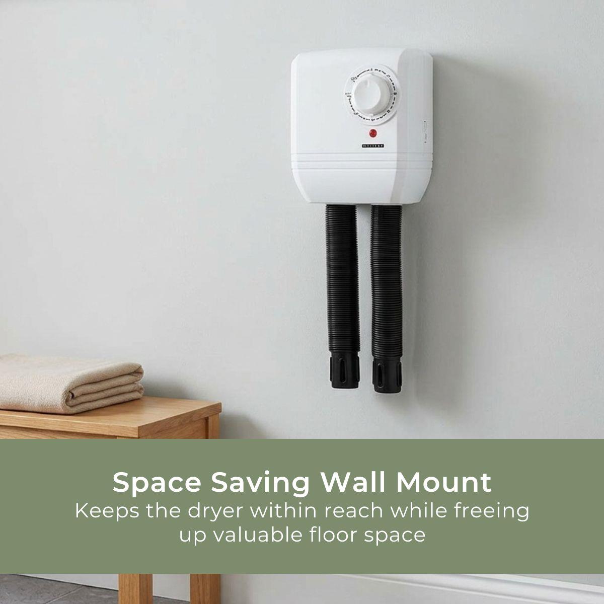 Melissa Electric 250w Shoe Dryer, Wall Mounted Boot Warmer with Heat Blower, 2 Warm Air Exhausts and Timer, Quick Drying for Wet Shoes, Gloves, Hats, Socks, Trainers, Boots and more