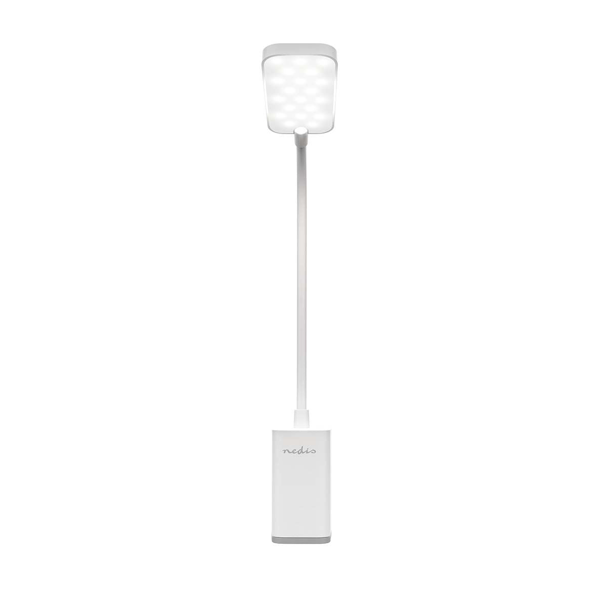 Nedis Rechargeable LED Desk Lamp with Clamp - Gooseneck Light, Touch Dimmable, 20 LEDs, USB-C, Study & Work Lamp