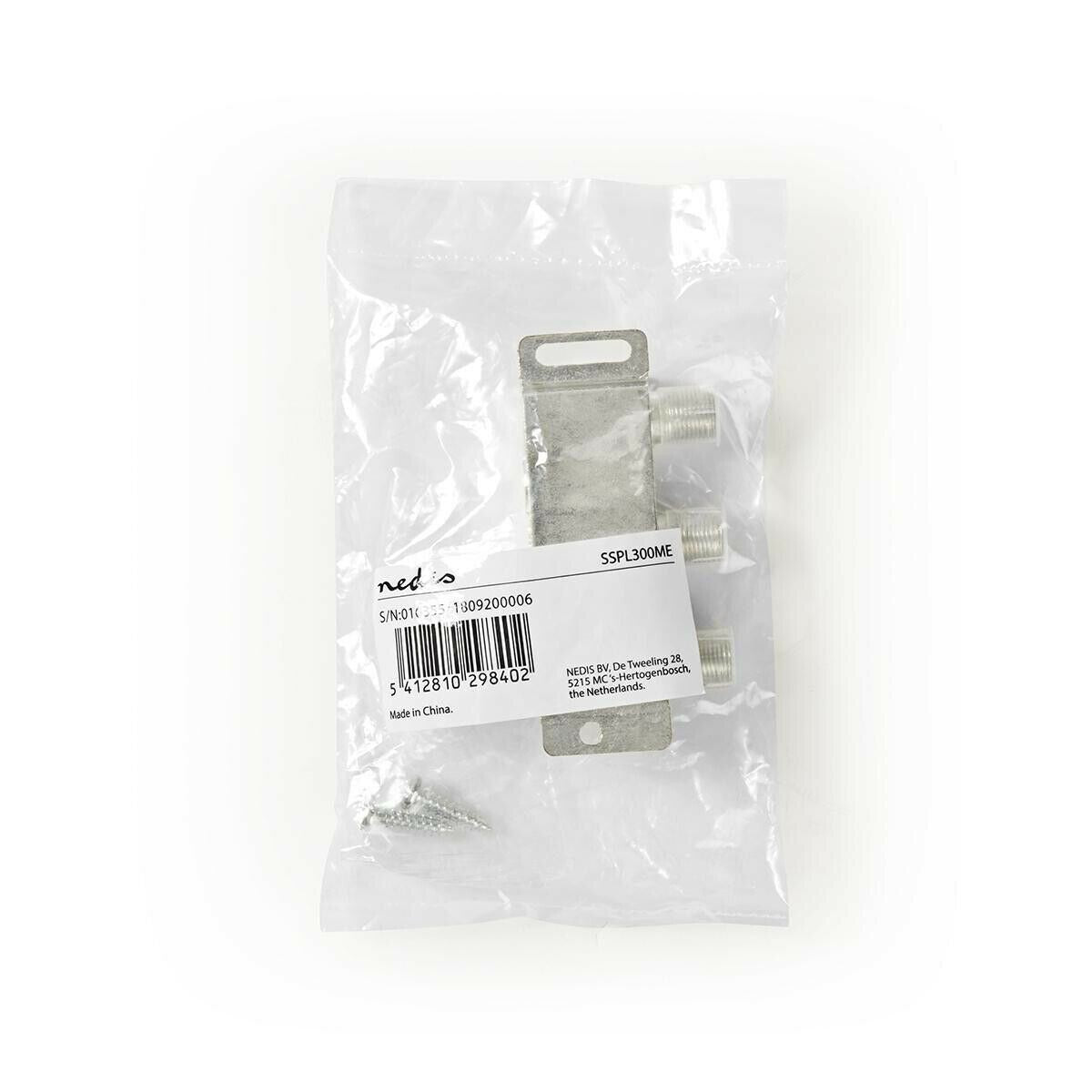 Nedis CATV Splitter | 5 - 1000 MHz | Insertion loss: 6.8 dB | Number of outputs: 3 | 75 Ohm | Zinc Alloy