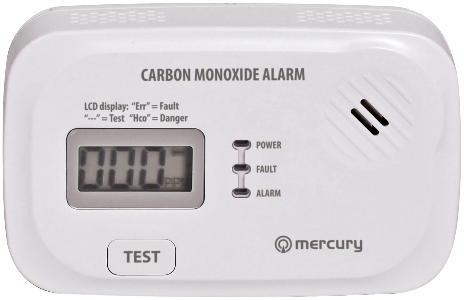 Carbon Monoxide Alarm with LCD Display - Battery Powered CO Detector, 10 Year Sensor Life, EN50291-1:2018 Certified