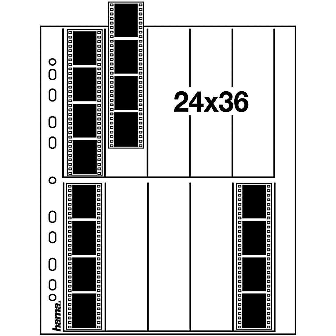 Hama Negative Sleeves Glassine 10 Strips 4 Negatives 24x36mm Pack 25 Vertical