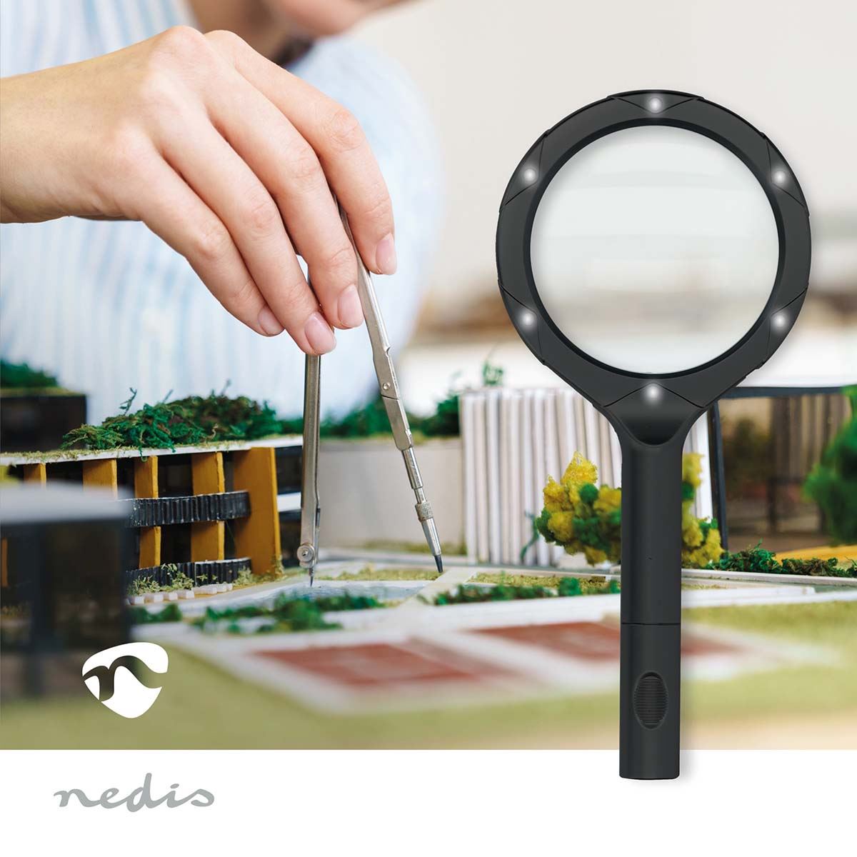 Nedis Handheld LED Magnifiers | Lens strength: 4 Diopter | 10000 K | 0.05 W | 9 lm | Black