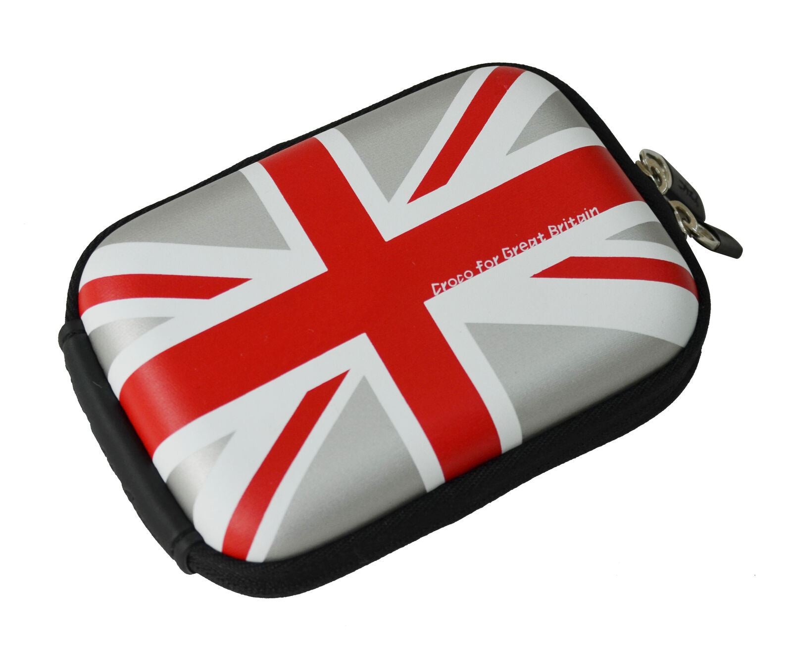 Croco Union Jack Flag Tough Case Shock/Water Proof for a Digital Cameras [Medium] - Silver