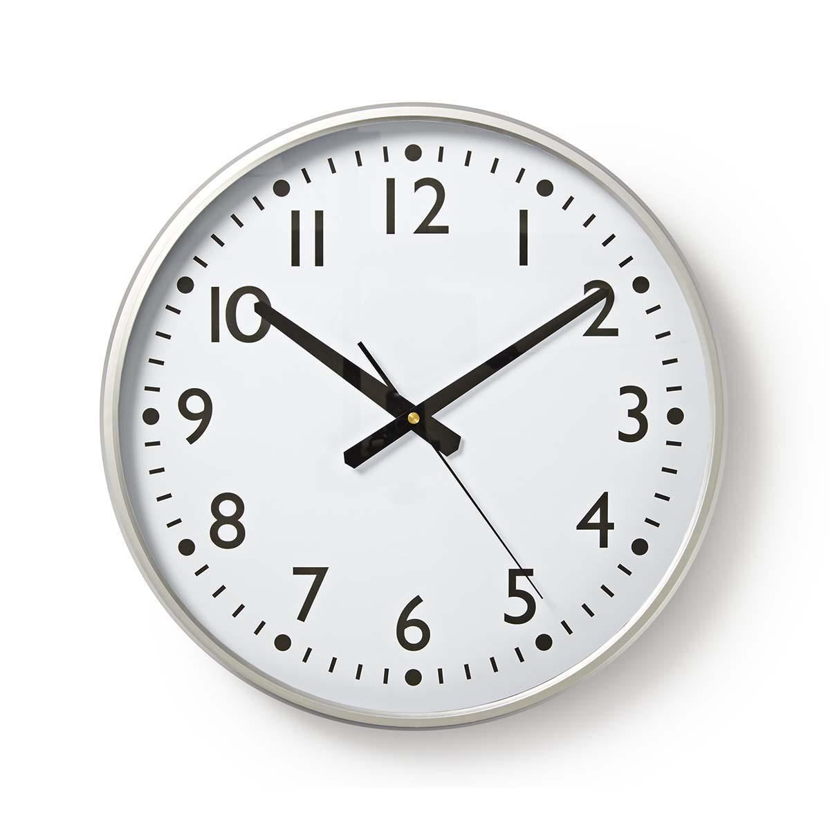 Nedis 38cm Large Wall Clock with Easy Read Numbers, Battery Powered - White