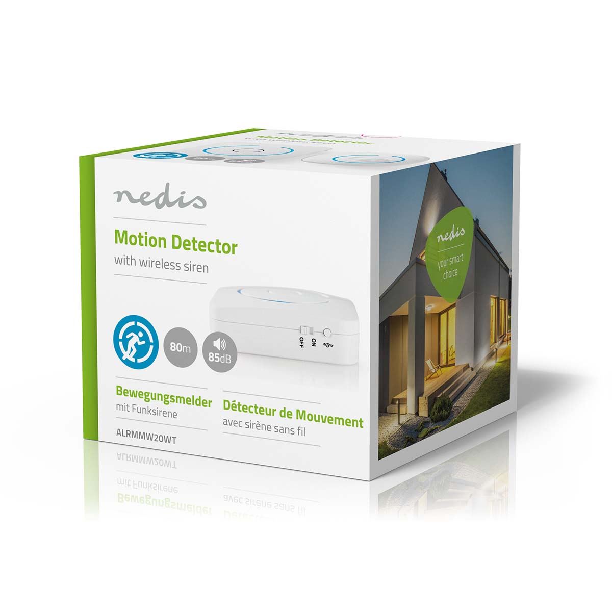 Nedis Home Security Motion Detector Chime | 8 Ringtones | Signals with Light and Sound