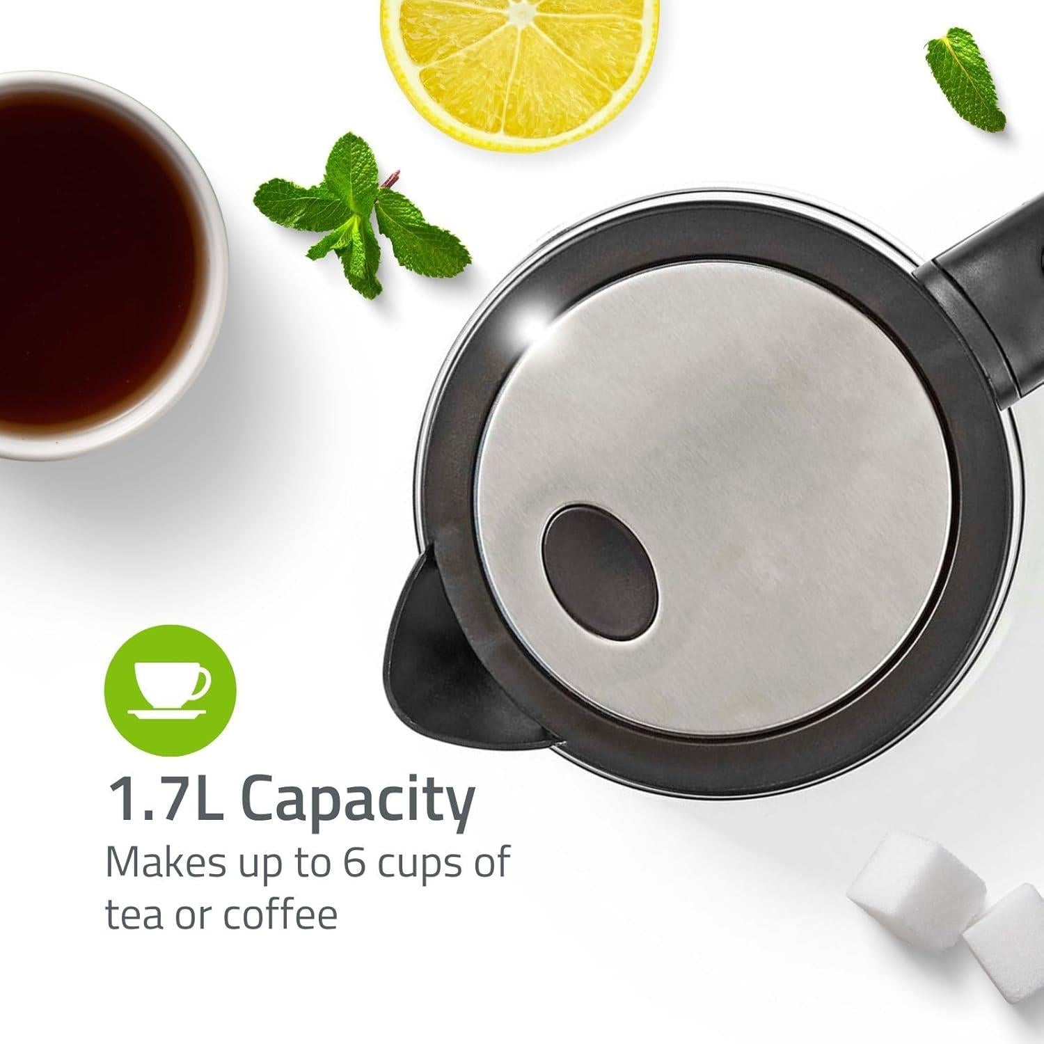 Nedis Electric Glass Kettle, Large 1.7L Capacity, with Striking Blue Illuminated LED Light, Boil-Dry Protection, and Removable Filter for Fresher Water - 2200W