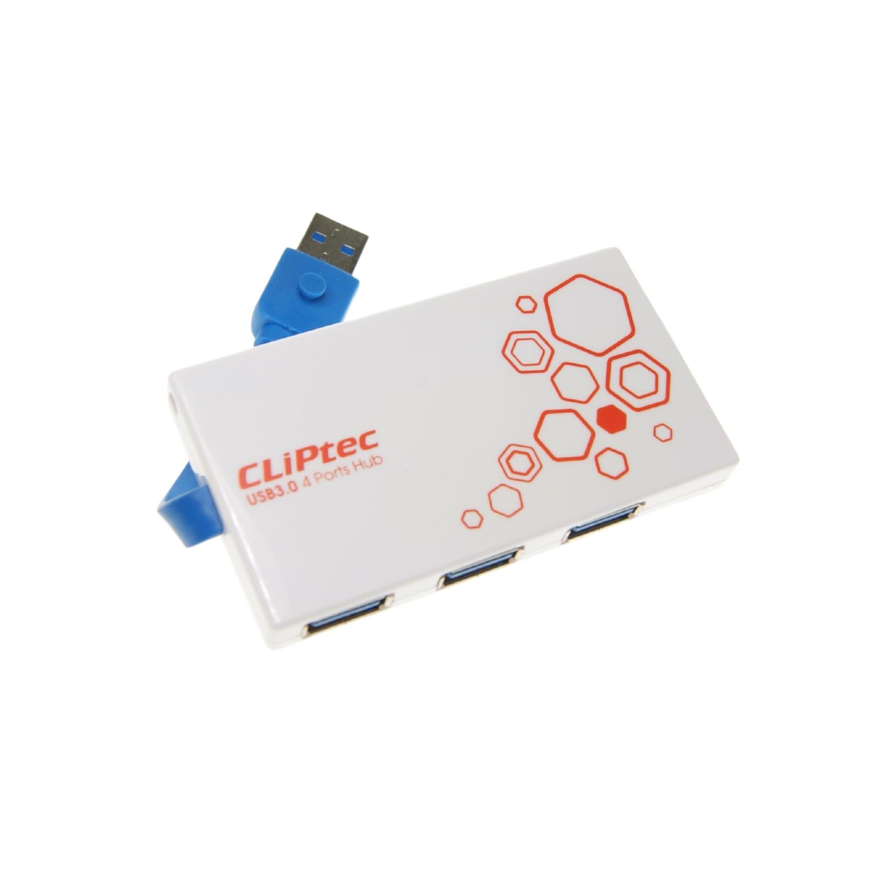 CLiPtec 4 Port USB HUB 3.0 Extension Adapter for Desktop PC Laptop High Speed - White